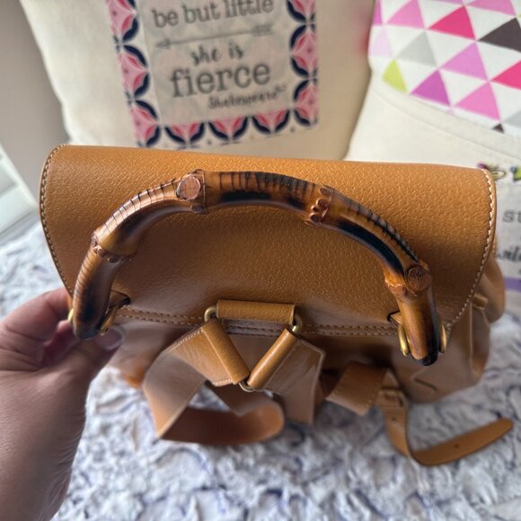 EUC GUCCI Leather Bamboo Medium Backpack with COA - Picture 14 of 16